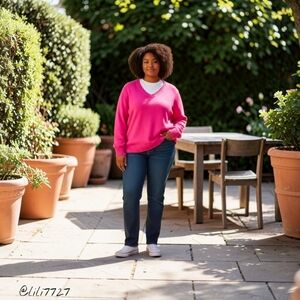 Vintage Ralph Lauren Sport 100% Cotton Fuchsia Pink XL Knit Sweater Green Pony